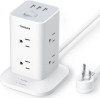 TESSAN POWER STRIP TOWER SURGE PROTECTOR, 6 FEET, 1875W, WHITE