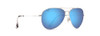MAUI JIM MEN'S AND WOMEN'S MAVERICKS POLARIZED AVIATOR SUNGLASSES SILVER/BLUE
