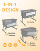 UIUWOO BEDSIDE CRIB, 3 IN 1 BASSINET BABY CRADLE ADJUSTABLE HEIGHT - GRAY UIUWOO BEDSIDE CRIB, 3 IN 1 BASSINET BABY CRADLE ADJUSTABLE HEIGHT - GRAY