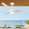 KINDLOV 52" Ceiling Fan Lights,Remote,6 Speeds,3CCT,Reversible,White