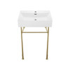 SWISS MADISON WELL SM-CS721, CLAIRE 24" SINK IN GLOSSY WHITE - WHITE/GOLD LEGS SWISS MADISON WELL SM-CS721, CLAIRE 24" SINK IN GLOSSY WHITE - WHITE/GOLD LEGS