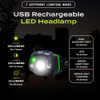 TOUGH LIGHT USB RECHARGEABLE LED HEADLAMP FLASHLIGHT WATERPROOF - GREEN TOUGH LIGHT USB RECHARGEABLE LED HEADLAMP FLASHLIGHT WATERPROOF - GREEN