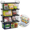 TAFURA FREEZER ORGANIZER BINS 14" Lx 7" W x 6.1 H 4PK STACKABLE BASKETS - BLACK