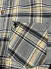 BLACK HORSE WOVEN PLAID SHIRT - MENS M - GRAY/BLACK/LIGHT BLUE/YELLOW/WHITE New