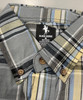 BLACK HORSE WOVEN PLAID SHIRT - MENS M - GRAY/BLACK/LIGHT BLUE/YELLOW/WHITE New