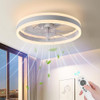 AHAWILL 15.7" LOW PROFILE CEILING FAN LIGHT REMOTE MODERN FLUSH MOUNT - WHITE New