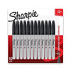 SHARPIE PERMANENT FINE-POINT MARKERS GRAY BARREL BLACK INK PACK 12 MARKERS New SHARPIE PERMANENT FINE-POINT MARKERS GRAY BARREL BLACK INK PACK 12 MARKERS New