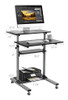 TECHORBITS ROLLING DESK STANDING SITTING MOBILE CART WHEELS OF-WS-T01 - BLACK