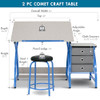 SD STUDIO DESIGNS CRAFT TABLE | ANGLE ADJUSTABLE TOP, STOOL - BLUE/GRAY
