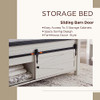 JXQTLINGMU Farmhouse Wood Bed Frame Full Size with Sliding Barn Door