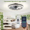 Ceiling Fans with Lights and Remote, 20'' Smart Low Profile Ceiling Fans - BLACK