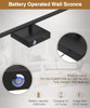 BATTERY OPERATED WALL SCONCE DIMMABLE REMOTE LED WALL LIGHT SET OF 2 - BLACK BATTERY OPERATED WALL SCONCE DIMMABLE REMOTE LED WALL LIGHT SET OF 2 - BLACK