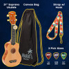 HOLA! MUSIC HM-21GN SOPRANO UKULELE BUNDLE CANVAS TOTE BAG, STRAP, PICKS - GREEN