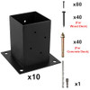 LADECH 4X4 WOOD FENCE POST ANCHOR BASE 2MM THICK STEEL AND BLACK POWDER COATED LADECH 4X4 WOOD FENCE POST ANCHOR BASE 2MM THICK STEEL AND BLACK POWDER COATED