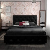 DHP DAKOTA QUEEN UPHOLSTERED BED WITH STORAGE DRAWERS IN BLACK FAUX LEATHER