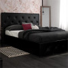 DHP DAKOTA QUEEN UPHOLSTERED BED WITH STORAGE DRAWERS IN BLACK FAUX LEATHER
