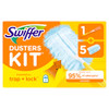 SWIFFER DUSTERS STARTER KIT, KIT INCLUDES 1 HANDLE AND 5 DUSTERS - LIGHT BLUE New