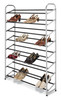 Whitmor 8 Tier Shoe Tower - 40 Pair - With Non-Slip Racks - Black/ Silver