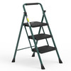 HBTOWER STEP LADDER, FOLDING STEP STOOL WITH WIDE ANTI-SLIP PEDAL - DARK/GREEN