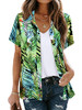 YTFSRUKP Womens Hawaiian Shirts Floral Printed Button V Neck Short Sleeve M A