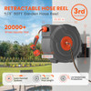 DRINCOSH UPGRADED RETRACTABLE GARDEN HOSE REEL 5/8IN X 90FT - GRAY/RED