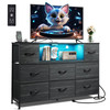 WLIVE BLACK TV STAND 45 50 55 INCH TV LIGHTS CHARGING ASNG114 - CHARCOAL BLACK