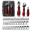IRONCUBE 53-PIECE SOCKET RATCHET WRENCH 20-IN-1 WITH 2-IN-1 WRENCH BLACK/RED