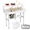 ALLPOP 2 TIERS FOLDING ICE COOLER TABLE WITH MATCHING SKIRT - WHITE New ALLPOP 2 TIERS FOLDING ICE COOLER TABLE WITH MATCHING SKIRT - WHITE New