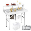 ALLPOP 2 TIERS FOLDING ICE COOLER TABLE WITH MATCHING SKIRT - WHITE New ALLPOP 2 TIERS FOLDING ICE COOLER TABLE WITH MATCHING SKIRT - WHITE New