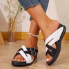 WMTOKK WOMEN'S SLIPPERS CASUAL FASHION NEW WEDGE HEEL SANDALS - SIZE: 9 - WHITE