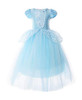 JERRIS APPAREL GIRLS PRINCESS COSTUME PUFF SLEEVE FANCY DRESS UP - BLUE - 7Y