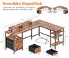 FUROLOGEE 66” L SHAPED DESK POWER OUTLET REVERSIBLE GAMING DESK - RUSTIC BROWN FUROLOGEE 66” L SHAPED DESK POWER OUTLET REVERSIBLE GAMING DESK - RUSTIC BROWN