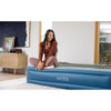 INTEX MID RISE HEXBEAM 14" ELECTRIC PUMP TWIN AIR MATTRESS PVC - BLUE