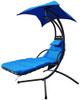 BALANCEFROM HANGING CURVED CHAISE LOUNGE SWING CHAIR CUSHION PILLOW - BLUE
