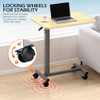 WOTURE Adjustable Overbed Table with Wheels, Bedside_ble_v2_maple CBZ041-MAPLE