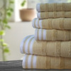 KATHY IRELAND 6-PIECE JACQUARD STRIPE KYOTO TOWEL SET - LINEN New