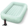 INTEX KIDS TRAVEL AIR MATTRESS INFLATABLE BED HAND PUMP 66810EP - MINT GREEN New