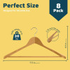 LIFEMASTER SOLID WOODEN HANGER SET 8 PIECES NON-SLIP VERSATILE CLOSET SPACE-TAN