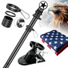 HANGMAICOME AMERICAN FLAG POLE KIT 5FT HEAVY DUTY STAINLESS STEEL FLAGPOLE BLACK