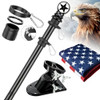 HANGMAICOME AMERICAN FLAG POLE KIT 5FT HEAVY DUTY STAINLESS STEEL FLAGPOLE BLACK