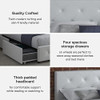 DHP DAKOTA UPHOLSTERED PLATFORM BED UNDERBED STORAGE DRAWERS, 4292129 - WHITE