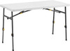 LIVING AND MORE 4FT HEIGHT ADJUSTABLE HALF FOLDING TABLE CARRYING HANDLE - WHITE