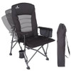 QAOYAL CAMPING CHAIRS FOR ADULTS, ADJUSTABLE BACKREST HEAVY DUTY - BLACK