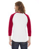 American Apparel Unisex Poly-Cotton 3/4-Sleeve Raglan T-Shirt Size S WHITE/RED