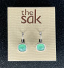 THE SAK CUSHION STONE LEVERBACK DANGLE EARRINGS NWT WOMENS - SILVER & AQUA