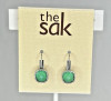 THE SAK CUSHION STONE LEVERBACK DANGLE EARRINGS NWT WOMENS - SILVER & AQUA