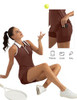 FKEEP Women's Golf Tennis Dress Sport Activewear Zipper V-Neck Shorts Pocket