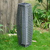 SOLAR RATTAN EFFECT 69CM TALL LED LIGHT OUTDOOR GARDEN FLOOR LAMP LANTERN - GRAY