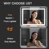 SNOWDOOL LED BATHROOM MIRROR, 24"X36" WITH FRONT AND BACKLIT, ANTI-FOG - WHITE