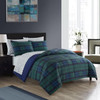 Dearfoams 7 Piece Super Soft Bed in a Bag Bedding Set Blue Tartan King